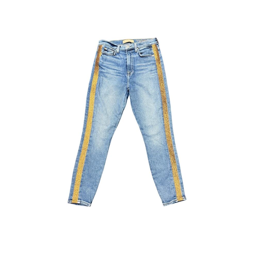 7 For All Mankind Luxe Vintage High Waist Ankle Skinny With Bronze sz 28 cotton